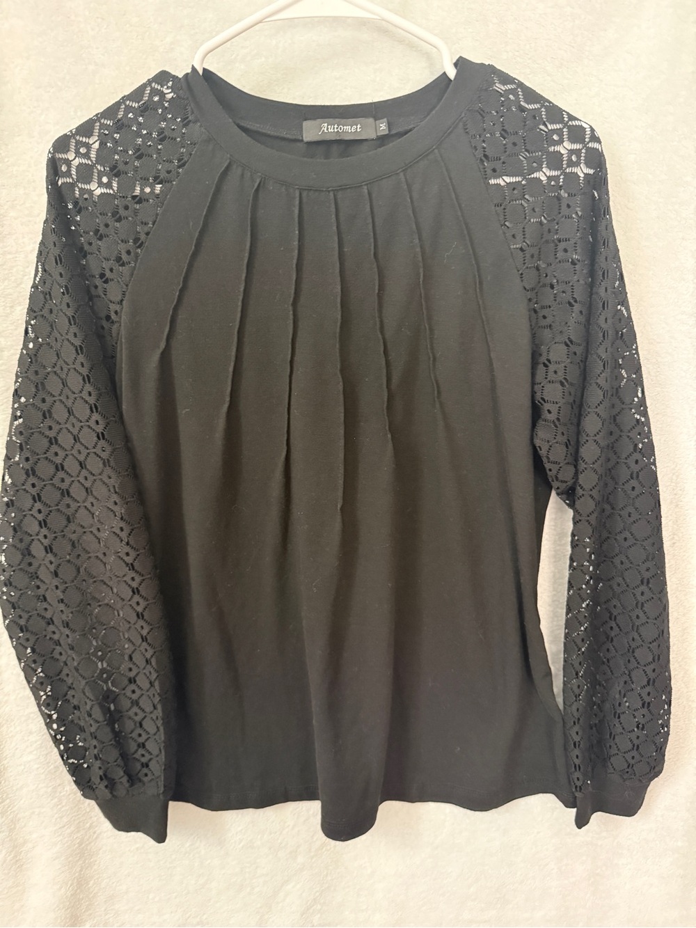 Automat Black Long-Sleeve Top with Lace Sleeves